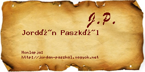 Jordán Paszkál névjegykártya