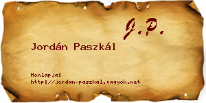 Jordán Paszkál névjegykártya